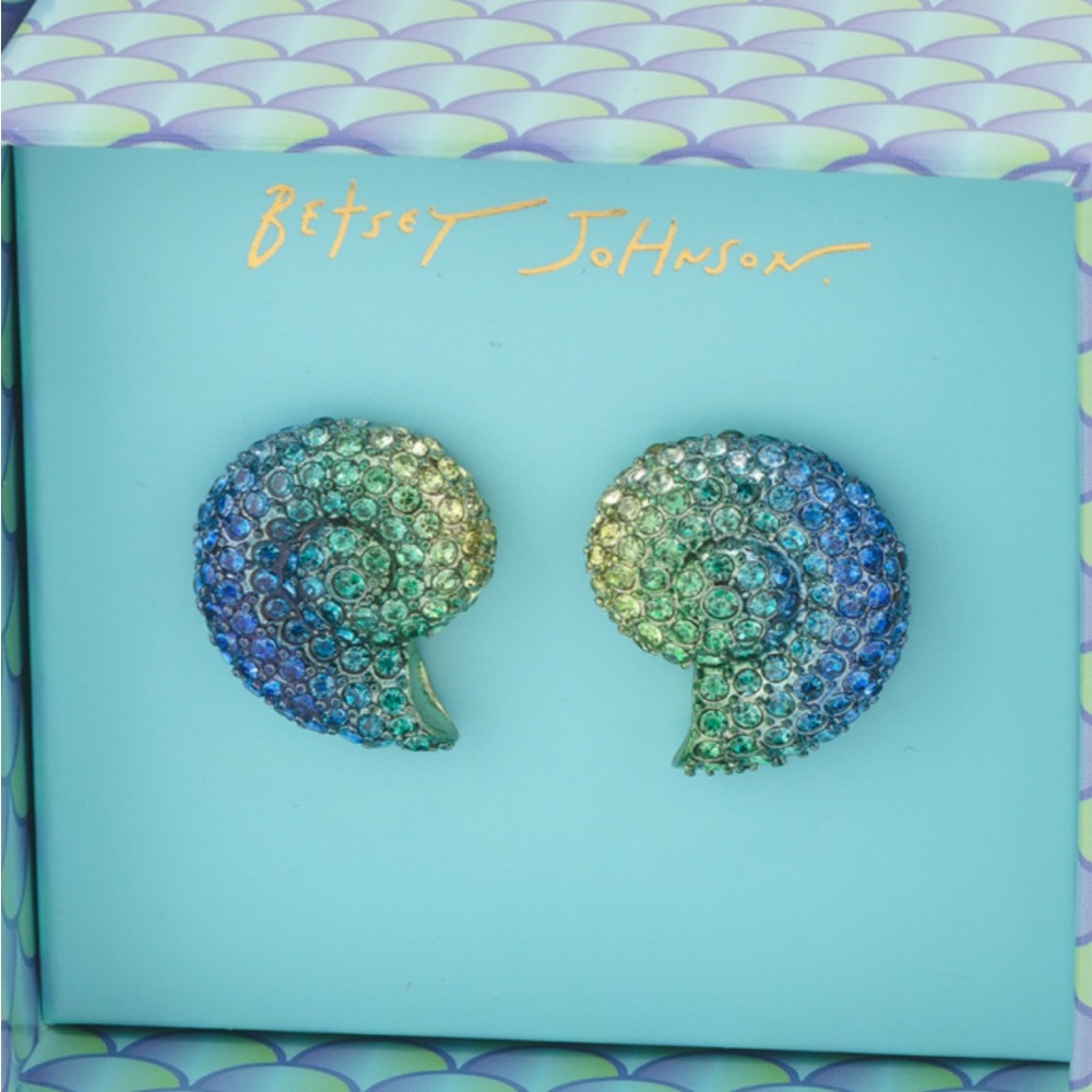 Betsey Johnson Blue and Green Shell Earrings